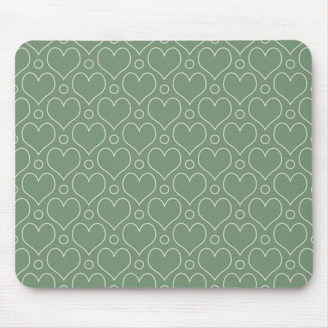 Love Hearts and Polka Dots pattern in Green Mouse Pad (Front)