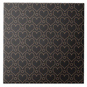 Love Hearts and Polka Dots pattern in Tan & Black Tile