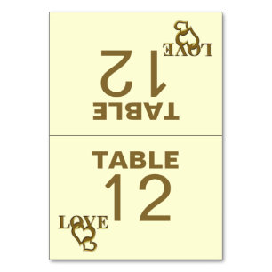 Love Hearts and Red Rose Wedding Folded Table Card