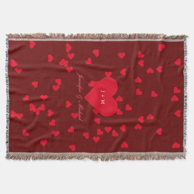 Love Hearts Anniversary Bride Groom Wedding Throw (Front)