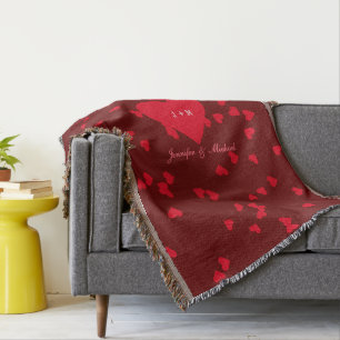 Love Hearts Anniversary Bride Groom Wedding Throw Blanket