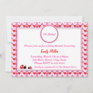 Love Hearts Baby Shower Flat Card Invitation