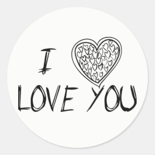 Love & Hearts Black & White - Wedding, Engagement Classic Round Sticker