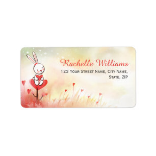 Love Hearts Bunny Address Labels