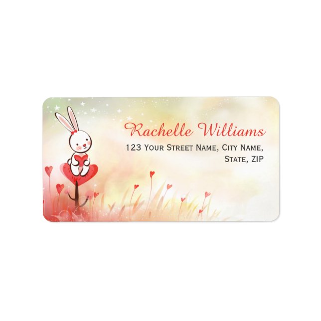 Love Hearts Bunny Address Labels (Front)