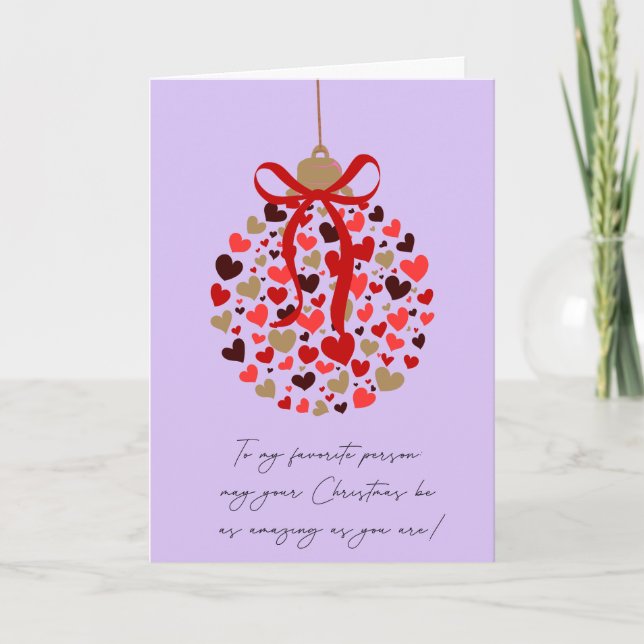 Love Hearts Christmas Folded Holiday Card (Front)