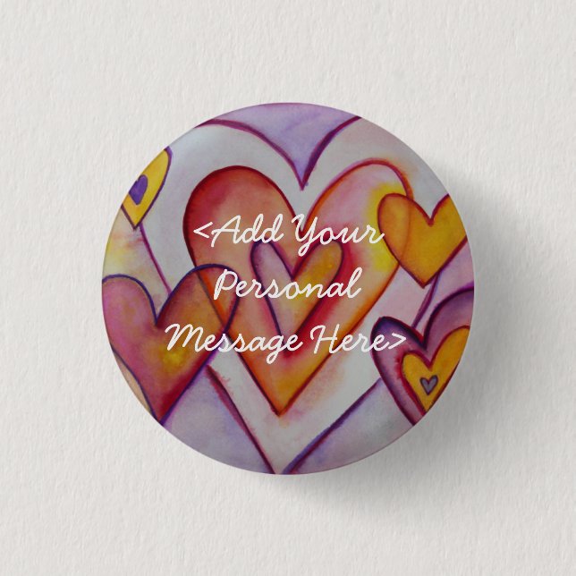 Love Hearts Custom Personalised Button Pins (Front)