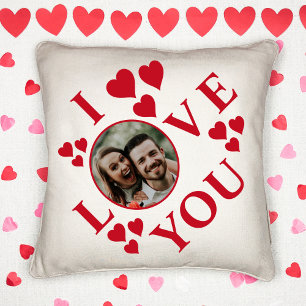 Love Hearts Custom Photo Valentines Day Couple Cushion