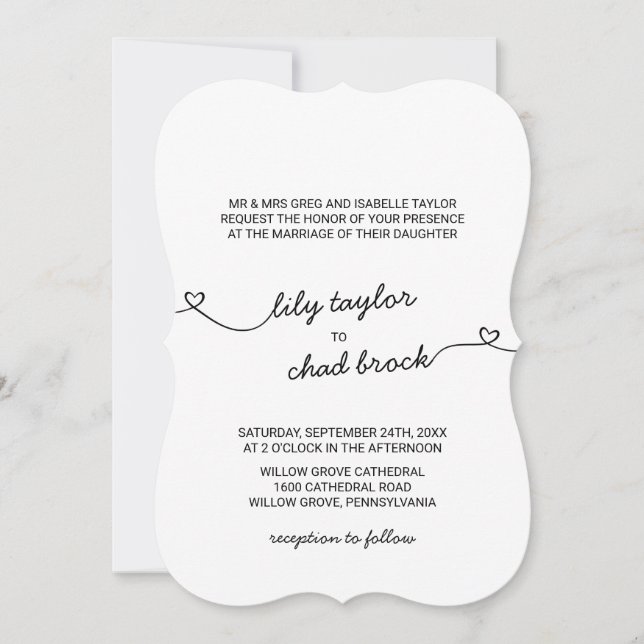 Love Hearts Formal Wedding Invitation (Front)