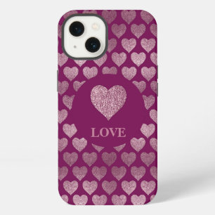LOVE Hearts Glitter Pattern iPhone 13 Case
