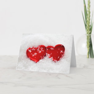 Love Hearts in Snow Greeting Card