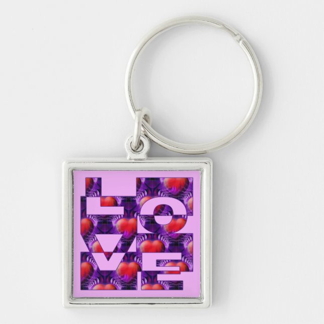 LOVE hearts | lightpink Key Ring (Front)