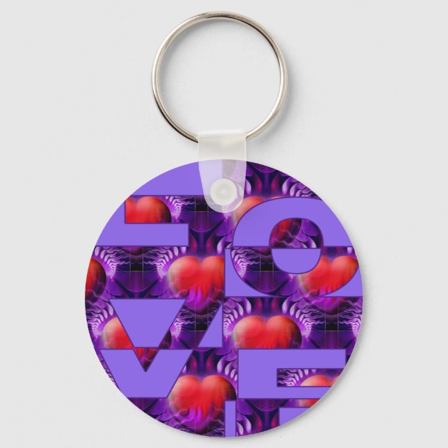 LOVE hearts | lila Key Ring (Front)