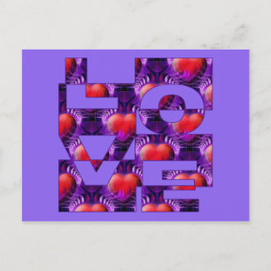LOVE hearts   lila Postcard