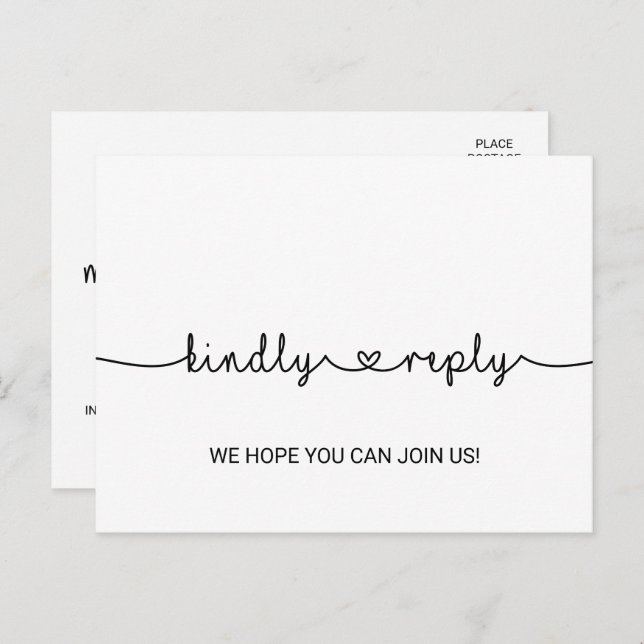 Love Hearts Menu Choice RSVP Postcard (Front/Back)