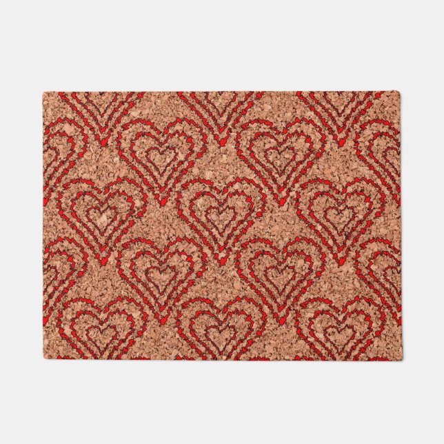 Love Hearts on Cork Board  Doormat (Front)