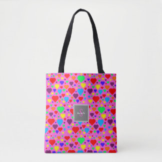 Love Hearts on Pink Tote Bag