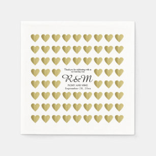 love hearts pattern on white personalised wed napkin