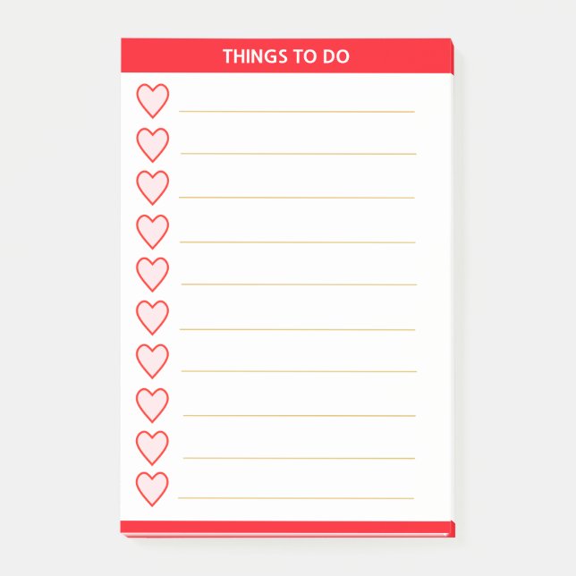 Love Hearts Personalised Things To Do Post-it Notes (Front)