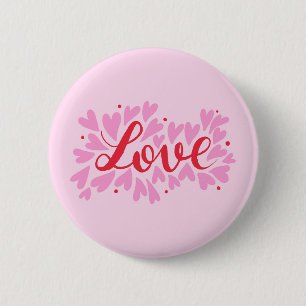 Love hearts - pink and red 6 cm round badge