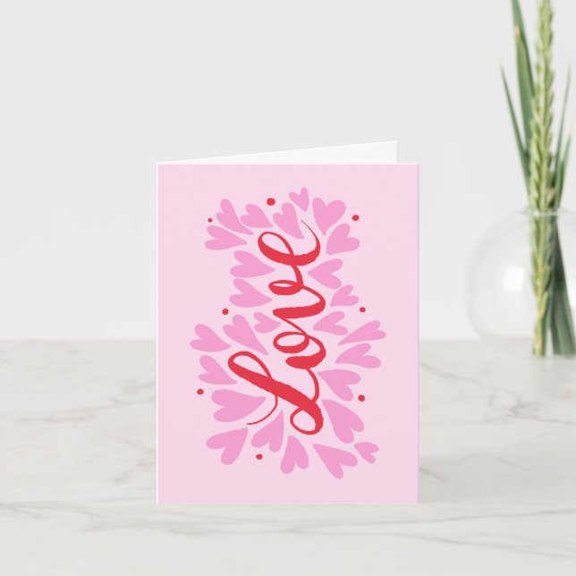 Love hearts - pink and red card (Front)