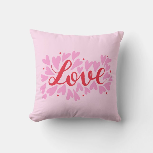 Love hearts - pink and red cushion (Front)