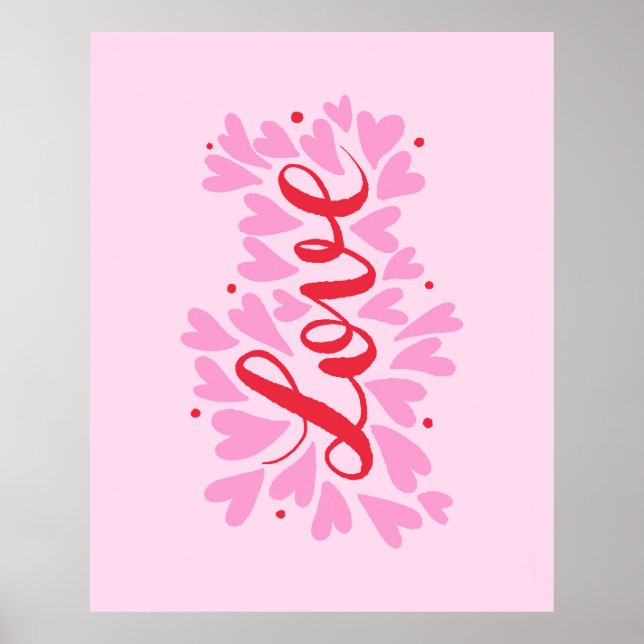 Love hearts - pink and red poster (Front)