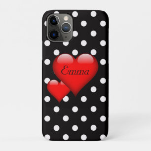 Love Hearts Polka Dot Pattern Monogram Case-Mate iPhone Case