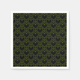 Love Hearts & Polka Dots pattern in Lime Green Napkin