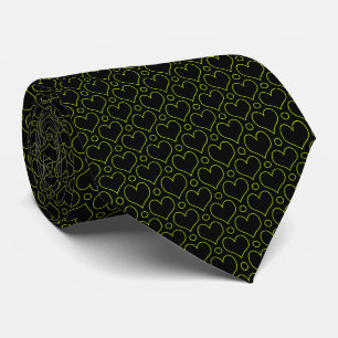 Love Hearts & Polka Dots pattern in Lime Green Tie