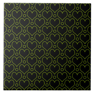 Love Hearts & Polka Dots pattern in Lime Green Tile