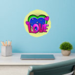 LOVE Hearts, Purple Blue Green Cream, Pop Art 12" Wall Decal<br><div class="desc">LOVE Hearts in Purple Blue Green on Cream Background - - a Great Pop Art Wall Decal - - Change the size of these decals by changing the size of the Decal Sheet - 4 sizes - from 12" x 12" to 36" x 36" - - These ones are printed...</div>