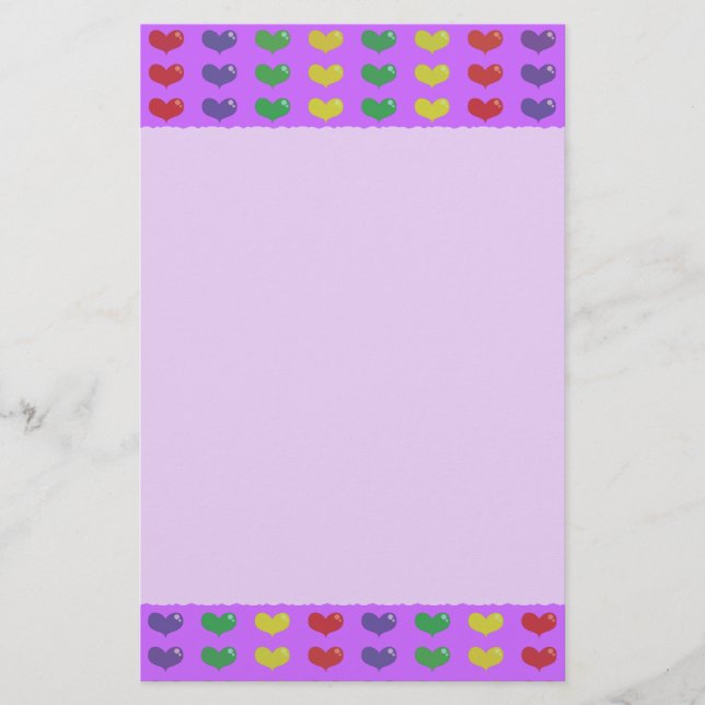 Love Hearts Purple Stationery (Front)
