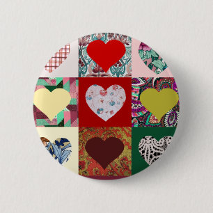 Love Hearts Quilt 6 Cm Round Badge