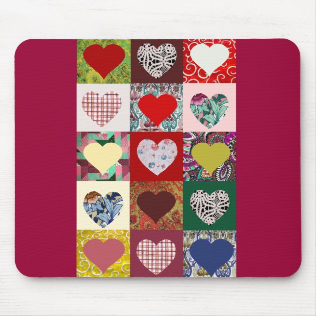 Love Hearts Quilt Mouse Pad (Front)