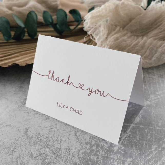 Love Hearts Rose Gold Thank You Card (Creator Uploaded)