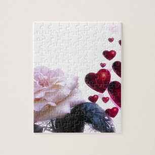 Love Hearts Roses Blossom Flower Destiny Nature Jigsaw Puzzle
