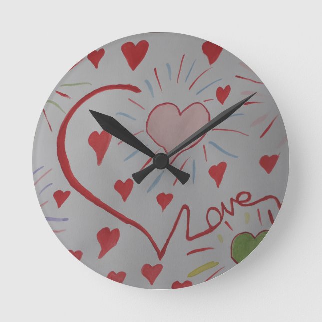 Love Hearts Round Clock (Front)