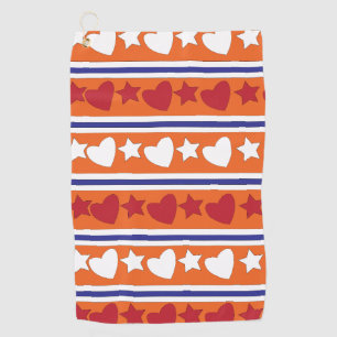 Love Hearts Star Stripes Golf Towel
