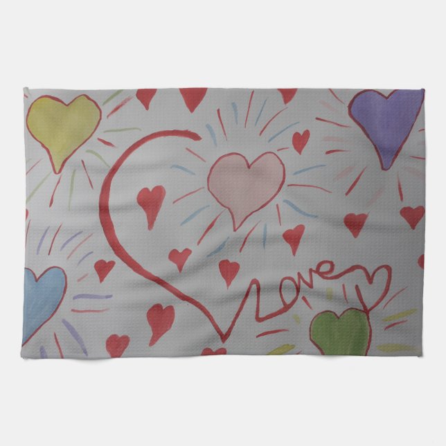 Love Hearts Tea Towel (Horizontal)