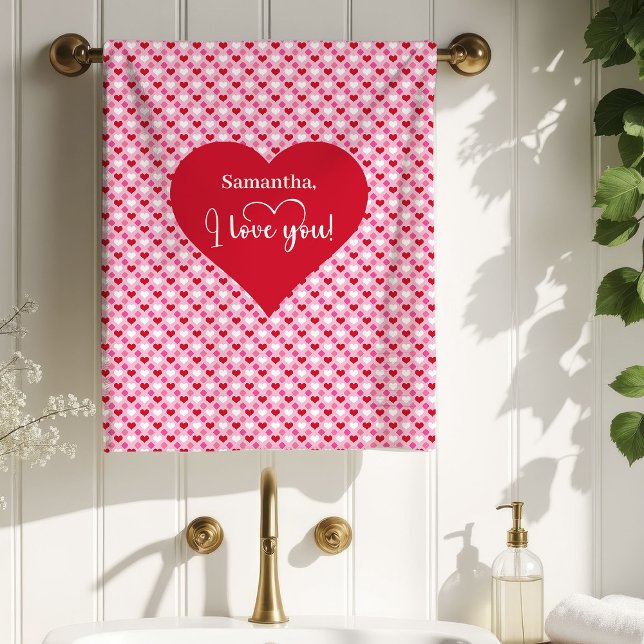 Love Hearts Valentine Bath Towel Gift for Husband (Love Hearts Valentine Bath Towel Gift for Husband)