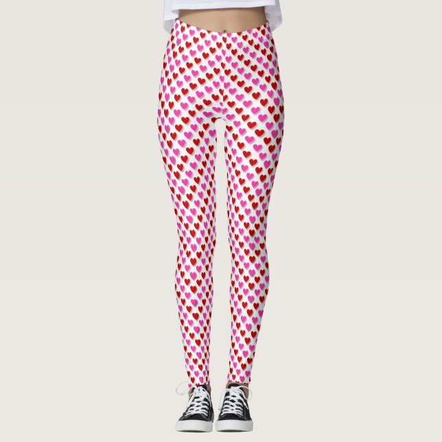 Love Hearts Valentine's Day Pattern Leggings (Front)