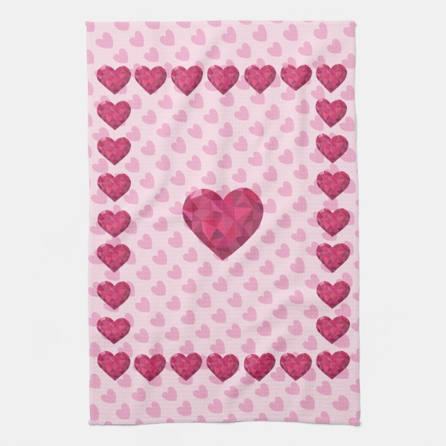 Love Hearts Valentine's Decor Tea Towel (Vertical)