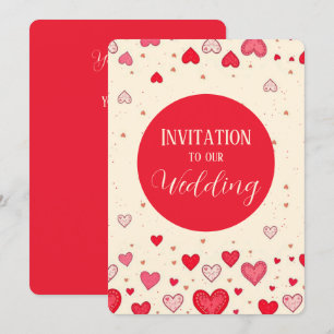 Love, Hearts, Valentines, Wedding - Invitation