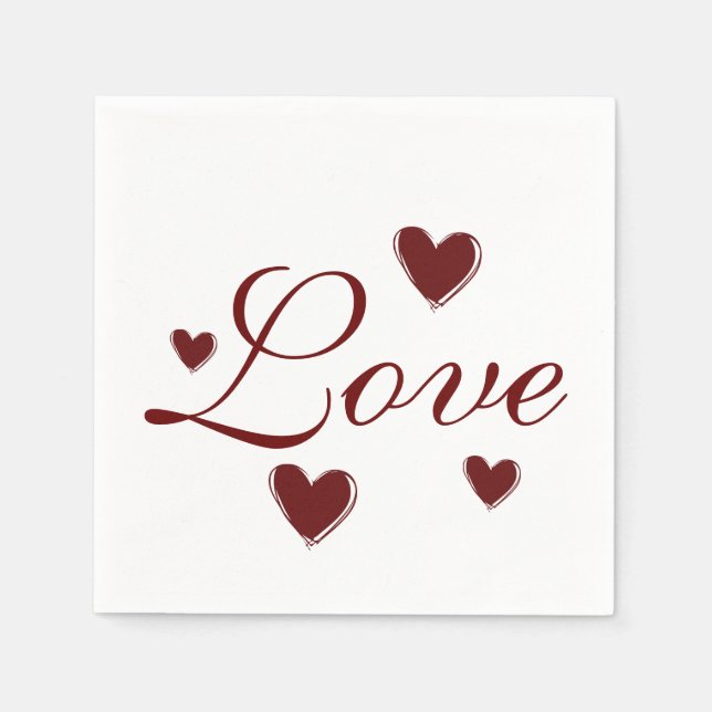 Love Hearts Wedding Paper Napkin Set (Front)