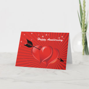 Love Hearts with Arrow Wedding Anniversary Card