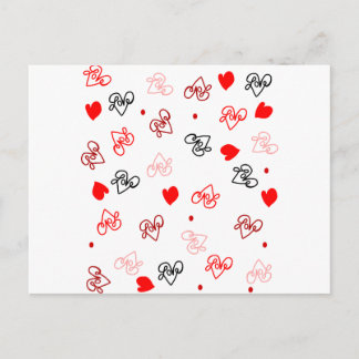 Love & Hearts Word Art Pattern Postcard