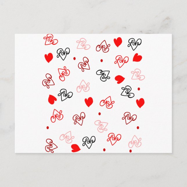 Love & Hearts Word Art Pattern Postcard (Front)