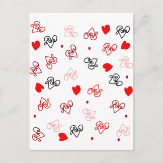 Love & Hearts Word Art Pattern Postcard
