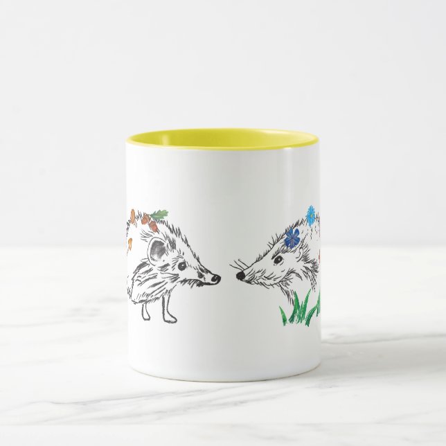 Love Hedgehogs Autumn drawing Drawing  Mug (Center)